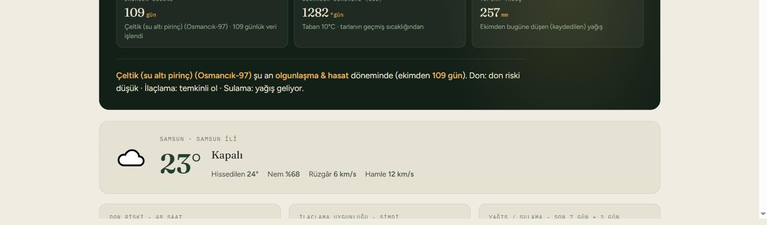 Tarova durum özeti cümlesi ve Samsun için güncel hava durumu kartı (sıcaklık, nem, rüzgâr)